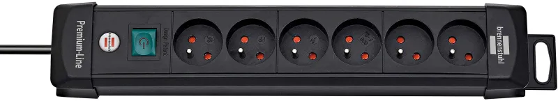 Toma premium-line 6 enchufes negro 3,00 m h05vv-f 3g1,5