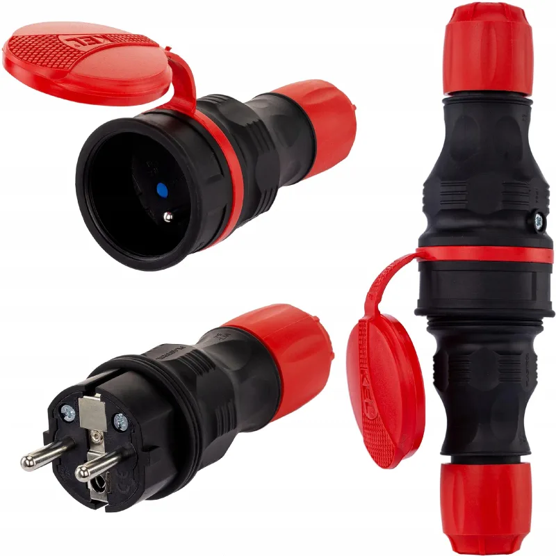 Enchufe + enchufe hermético 16A 250V IP54 rojo KEL EXTREM