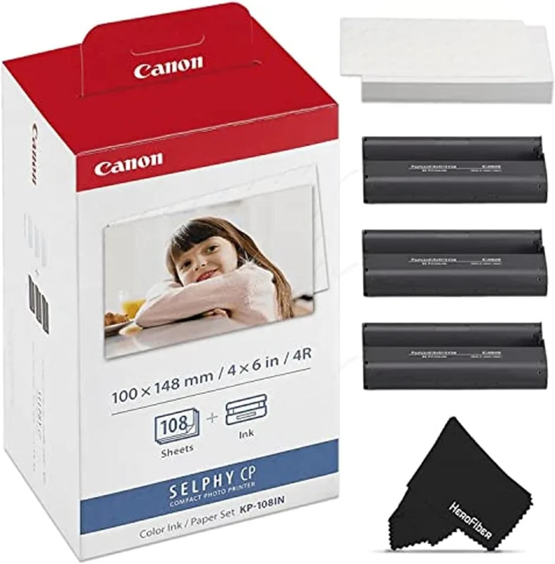 Canon kp-108in pack de tinta generico y 108 hojas papel fotografico, 100x148 mm - reemplaza 3115b001