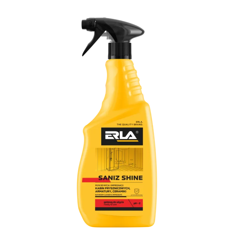 Líquido limpiador e impermeabilizante Erla Saniz Shine 750ml, para cabinas de ducha, grifería y cerámica, efecto brillo duradero, marca K2