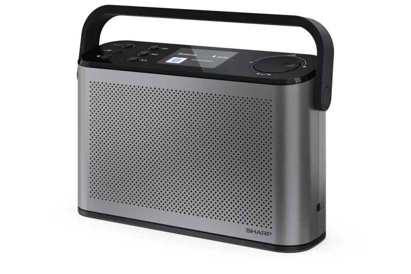 SHARP DR-P540(GY) Radio Digital Portátil Osaka, Dab+, Dab y FM con RDS, Bluetooth 5.3, Pantalla Color 2,4", Alimentación USB-C o batería de Litio integrada, Altavoz Integrado, conexión Auriculares.