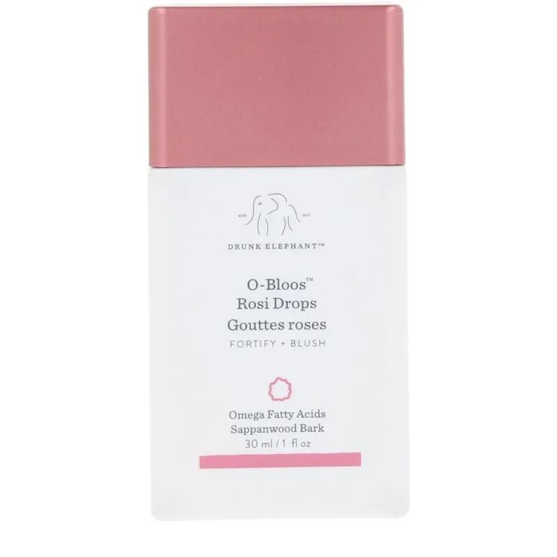 Drunk Elephant O-Bloos Rosi Drops - Gotas de suero de color rosa melocotón - Cuidado clínico limpio de la piel - Libre de crueldad animal - Probado por dermatólogos - Libre de aceites esenciales