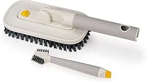 Set limpieza en detalle Joseph Joseph CleanTech™, 2 piezas, para azulejos y juntas, uso manual o con extensión, cepillo con raspador, diseño ergonómico, antideslizante - piedra
