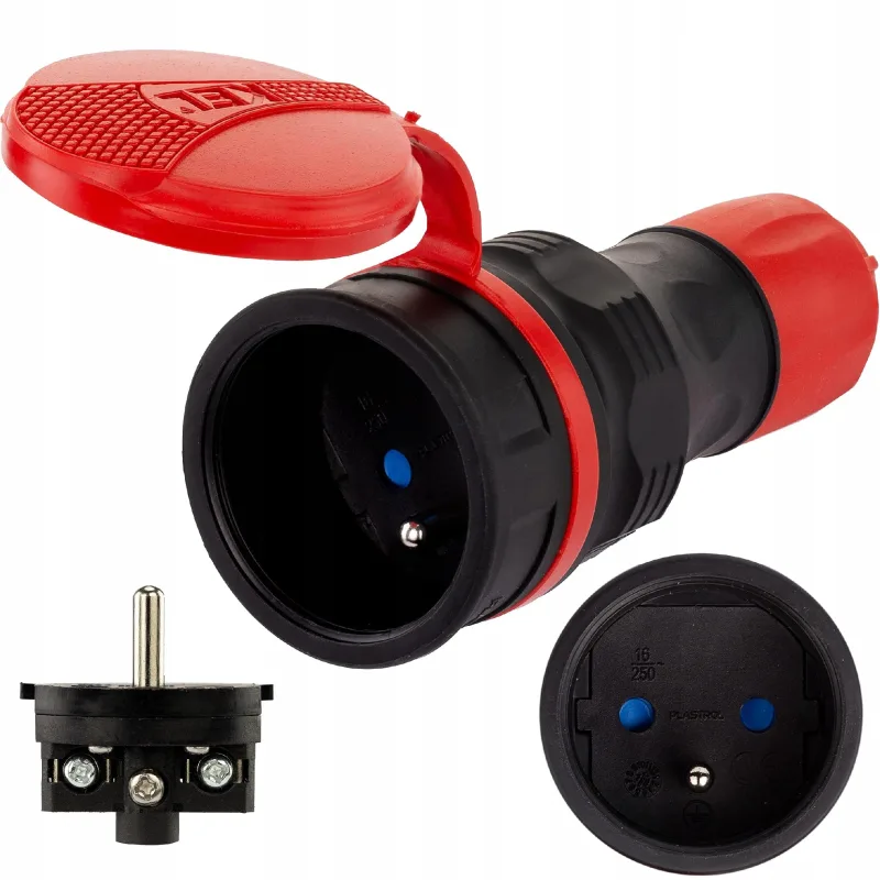 Toma de corriente hermética para cable 16A 250V IP54 rojo KEL EXTREM