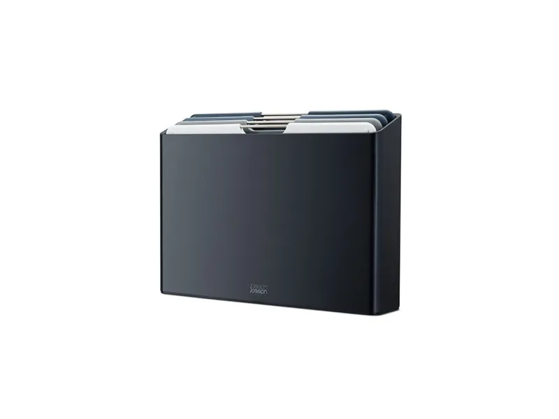 Juego de Tablas de Cortar Folio™ de 4 Piezas en Gris, Tamaño Grande, para Evitar Contaminación Cruzada, Codificadas por Colores, Base Antideslizante, Apta para Lavavajillas.