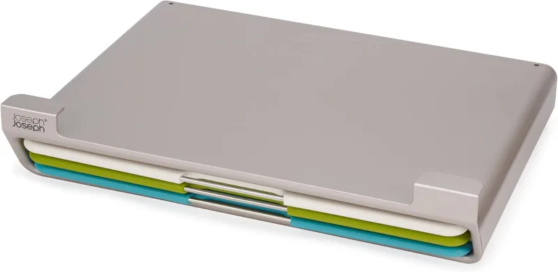 Juego de Tablas de Cortar Multicolor Folio™ Slim, 3 Piezas, para Debajo del Estante, Optimiza Espacio, Material Resistente, Superficies Texturizadas, Antibacterianas