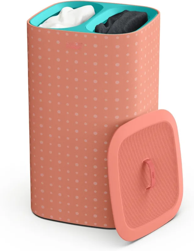 Cesto para separar la colada Joseph Joseph Tota Pop de 60 litros - Diseño compacto y resistente en color coral, ideal para organizar la ropa