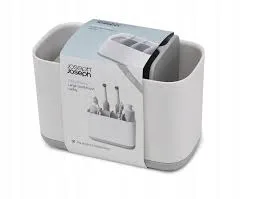 Portacepillos de dientes grande Joseph Joseph EasyStore™ en Gris/Blanco, con compartimentos organizados, fácil de limpiar y base antideslizante.