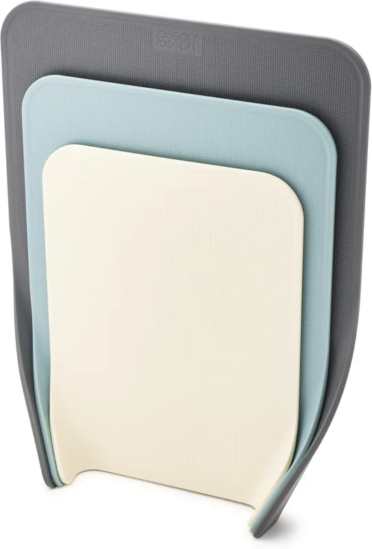 Juego de Tablas de Cortar Nest™ Chop de 3 Piezas, para Carne, Pescado y Verduras, Diseño Apilable, Base Antideslizante, Apta para Lavavajillas, Material Resistente, Gris