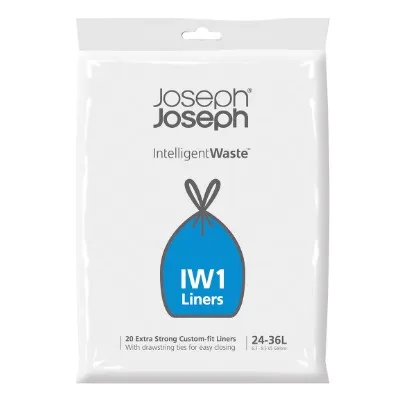 Bolsas de basura recicladas ecológicas IW1 de 24-36 L (paquete de 20) - Hechas con al menos 70% de plástico reciclado, construcción extra fuerte, cierre con cordón, color gris.