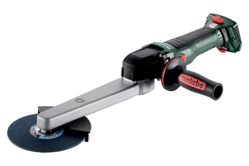 metabo KNSVB 18 LTX BL 150-18 V CAS, disco de 150 mm de diámetro, 1000 - 3600 rpm, husillo M14 - sin escobillas, ergonómico, baja vibración, para soldaduras - Incluye accesorios y metaBOX