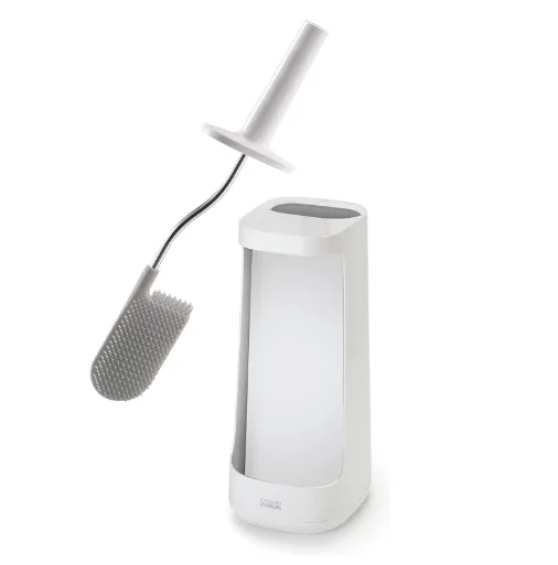 Cepillo de baño Joseph Joseph Flex Plus gris claro con organizador diseño higiénico y flexible cabezal en forma de D para una limpieza eficaz y almacenamiento ordenado