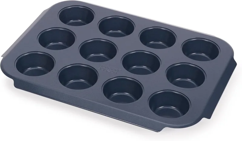Bandeja para 12 Muffins Joseph Joseph Nest Bake, para Hornear Muffins, Anti-adherente, Asas Ergonómicas, Recubrimiento Duradero, Fácil de Limpiar, Apilable.