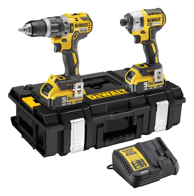 DeWalt DEWPDCK266P2 - Taladro percutor sin escobillas (18 V, 2 x 5,0 A, ion de litio, XR, 2 unidades), color amarillo
