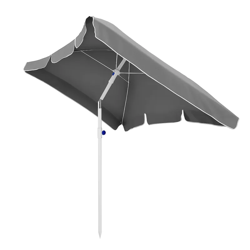 EXTRALINK Sombrilla Jardin Rectangular 200 cm con Protección UV - Altura Ajustable e Inclinable - Resistente al Viento, Ligera, Portátil - Ideal para Playa, Balcón, Parasol Terraza y Camping, Gris