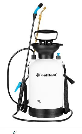 Cellfast Pulverizador de Presión Manual 5L - Compacto y Portátil con Soporte para Hombro - Lanza Telescópica 39-66 cm