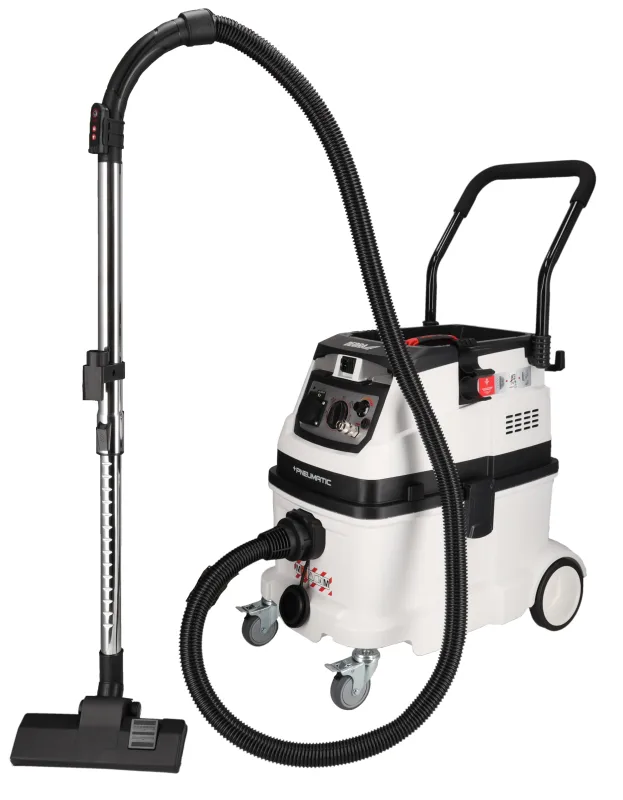 Aspirador industrial con filtro de limpieza automática y sistema de aire comprimido conectable, clase M, peso 17,4 kg, potencia de aspiración 24 kPa, depósito 40 l Dedra DED6609P