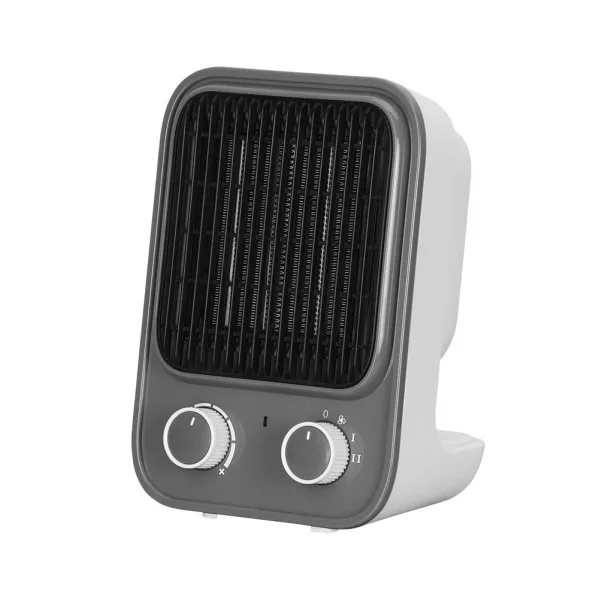 ABRILA - Junco - Termoventilador Cerámico PTC Gris/Blanco 1500W | 2 Potencias | 3 Funciones | Antivuelco | Seguridad | Luz Indicadora | Gris/Blanco