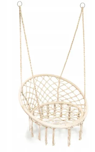 Extralink Poltrona Sospesa da Giardino Stile Boho - Altalena Adulti & Bambini, Amaca Sospesa Interno & Esterno, Resistente Alle Intemperie, Fino a 120 kg, Ø 80cm, Beige