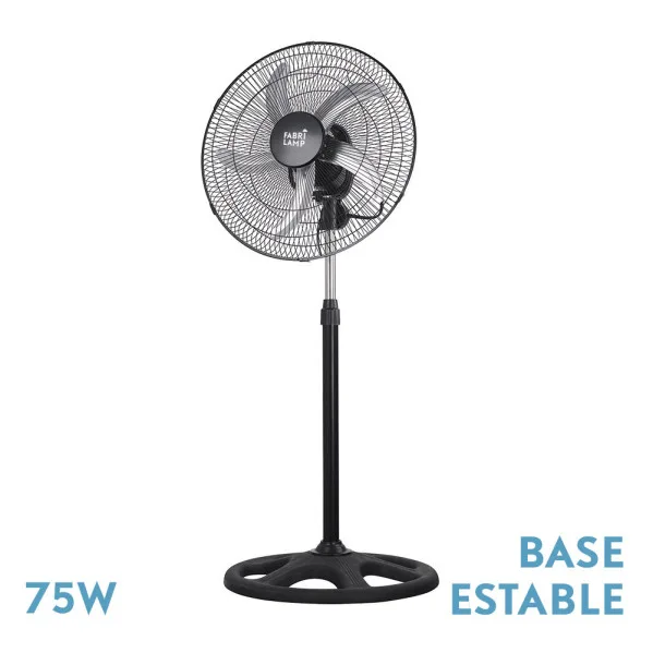 Ventilador de pie reacondicionado FABRILAMP REFORZADO para ventilación interior, 75W, 3 velocidades, 5 aspas de aluminio, giro 360º y altura regulable