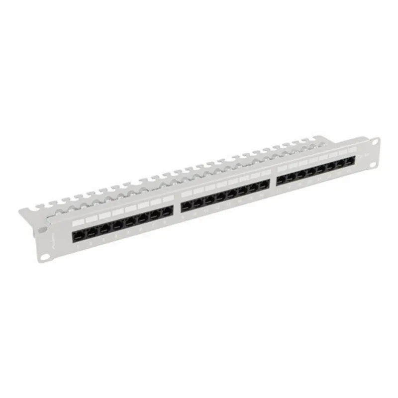 Patch panel lanberg 24 puertos 1u 19" cat.6a utp con organizador cables gris