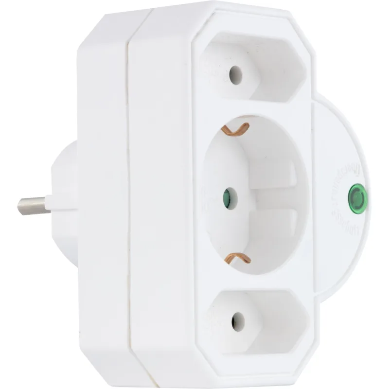 Rev steckdosenadapter 3-fach mit überspannungsschutz, weiß