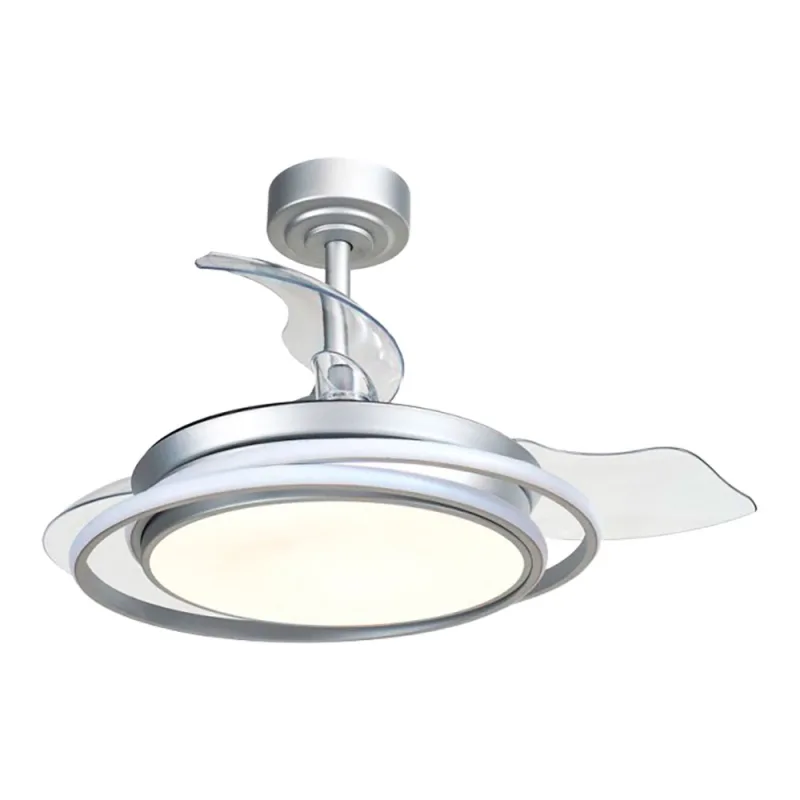 Ventilador de techo led 3cct aspas retráctiles antila mini 40w 4000 lm plata