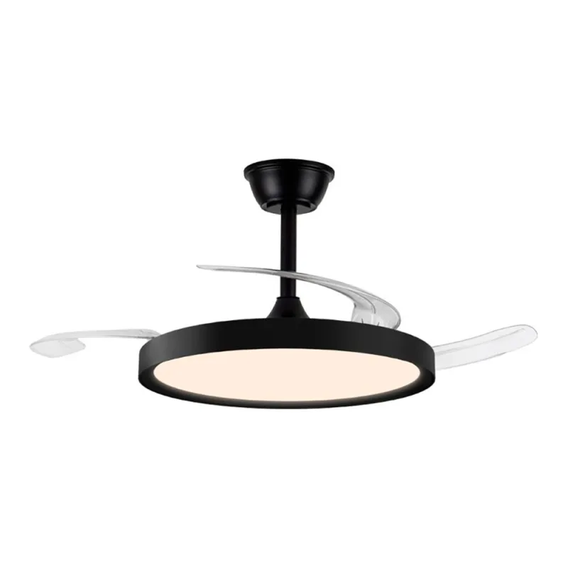 Ventilador de techo led 3cct aspas retráctiles polaris 43w 4430 lm negro