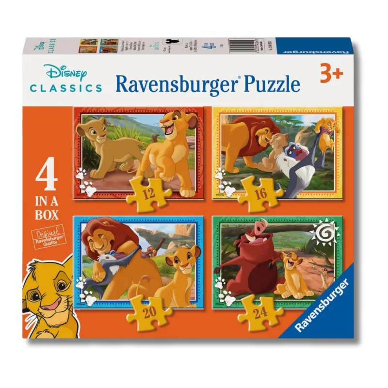 Ravensburger - Puzzles Disney: El Rey Leon Pack De 4 | Puzzle 3 Años O Más | Regalo Niño 3 Años O Más De 72 Piezas | Rompecabezas Niños De 19 X 14 Cm | Ravensburger Puzzle