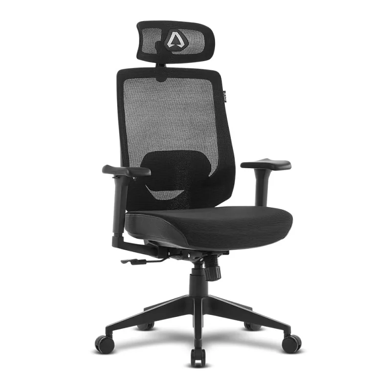 Alpha Gamer Stella - Silla de Oficina ergonómica, Cervical Ajustable, Respaldo en Malla, Transpirable, Reposabrazos 3D Ajustable y Soporte Lumbar Ajustable, 120kg - Negro