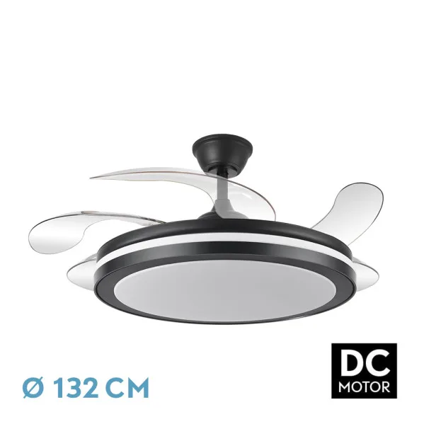 FABRILAMP Ventilador Dc Esparta Maxi 80w 11270lm Negro 132d 5asp 3000-4000-6000k Remoto+temporizador+memoria