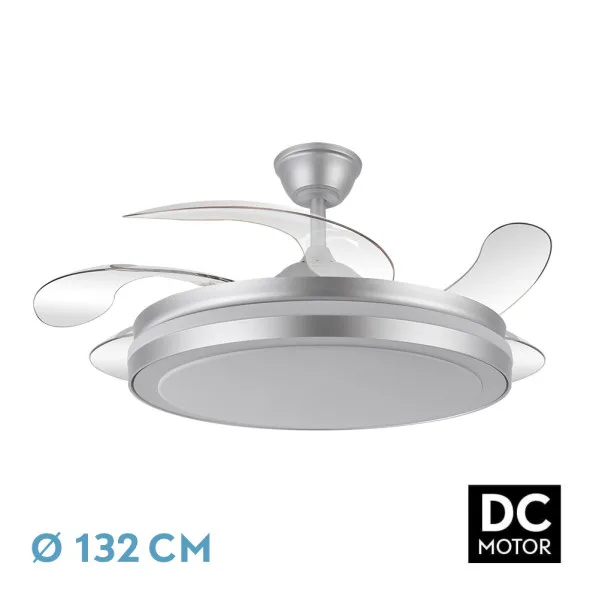 FABRILAMP Ventilador Dc Esparta Maxi 80w 11270lm Plata 132d 5asp 3000-4000-6000k Remoto+temporizador+memoria
