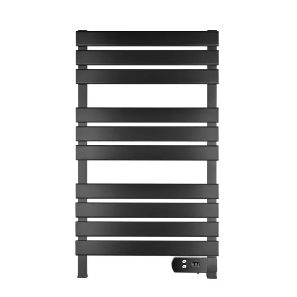 ABRILA - Jalon - Toallero Eléctrico de Aluminio Negro 450W | Display LED | IP24 | Protección | Temporizador 24h | Negro