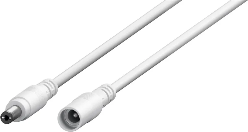 goobay Cable alargador CC 10m - 5,5x2,1mm, Conector y Enchufe, Blanco, para 5-24V y hasta 5A, Ideal para LED, routers, cámaras, 76677