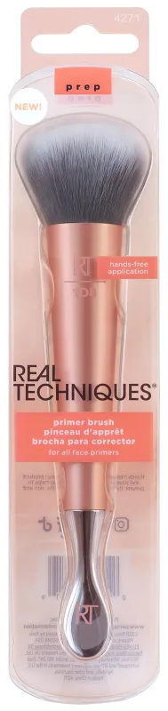 REAL TECHNIQUES - Brocha para el Cuidado de la Piel - Priming Jar Brush - Ideal Aplicar el Primer - Incluyen Aplicador en el Extremo Trasero - Apta para Rostro y Contorno de Ojos