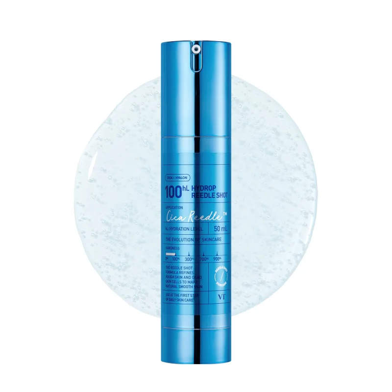 VT COSMETICS Hydrop Reedle Shot 100hL, Suero de Microagujas con Ácido Hialurónico, Exosoma Hidratante Intensivo, Piel Suave y Cristalina, Potenciador Coreano para la Piel (50ml / 1.69 Fl Oz)