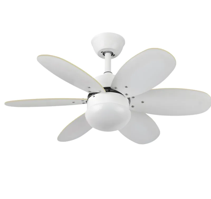 Ventilador DC Alves 2XE27 Blanco, 6 Aspas Reversibles Blanco/Haya, 41x85D, Control Remoto, Temporizador, Eficiencia Energética y Diseño Moderno para Interiores, Color Blanco/Haya