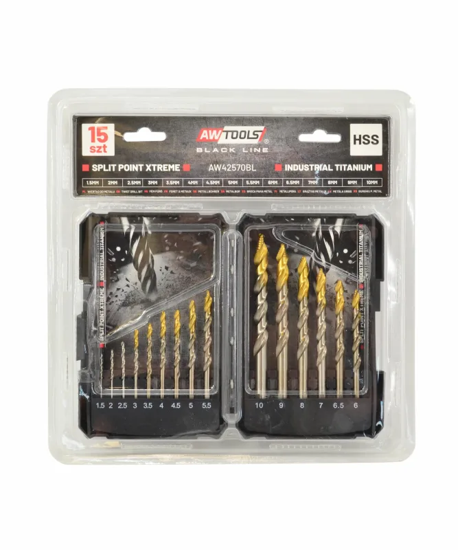 Awtools wiertło do metalu m2 hss-tin kpl.15szt. /1.5-10mm / black line
