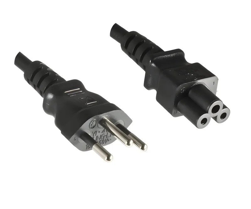 DINIC CB-3-S - Cable (1,8 m, Male Connector/Female Connector, Enchufe Tipo J, C5 acoplador, H05VV-F, Negro)
