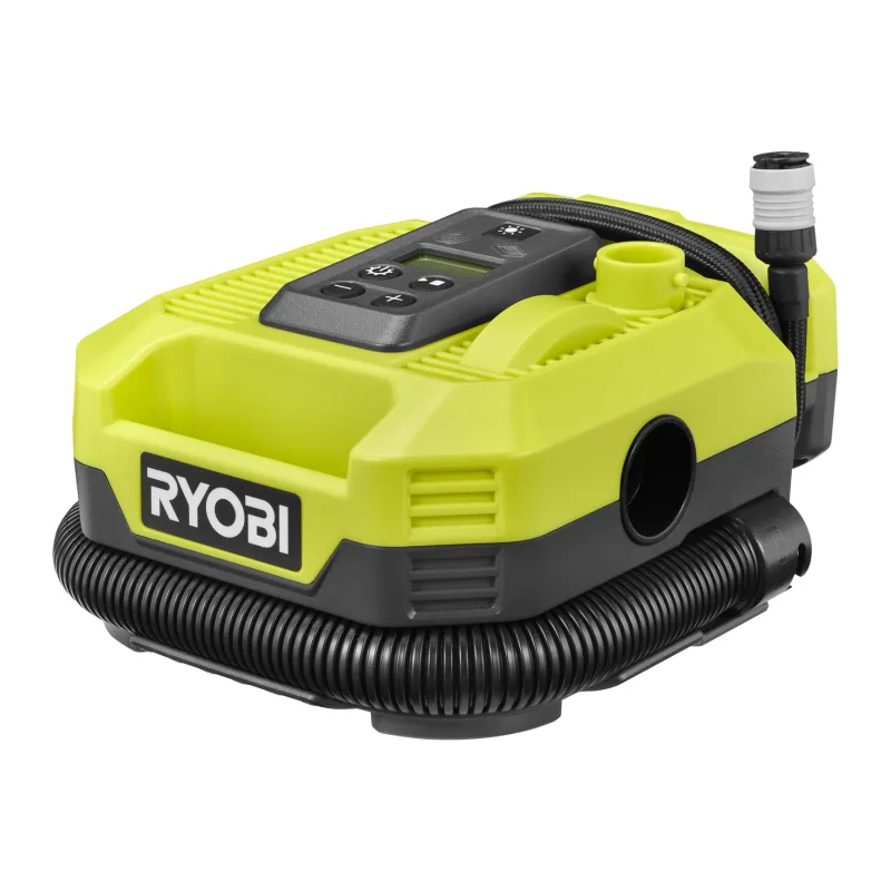 Ryobi RMI18 - Compresor e inflador inalámbrico de 18 V One+ - hasta 11 Bar/hasta 500 L/min - Incluye 3 Puntas de inflado (sin batería)