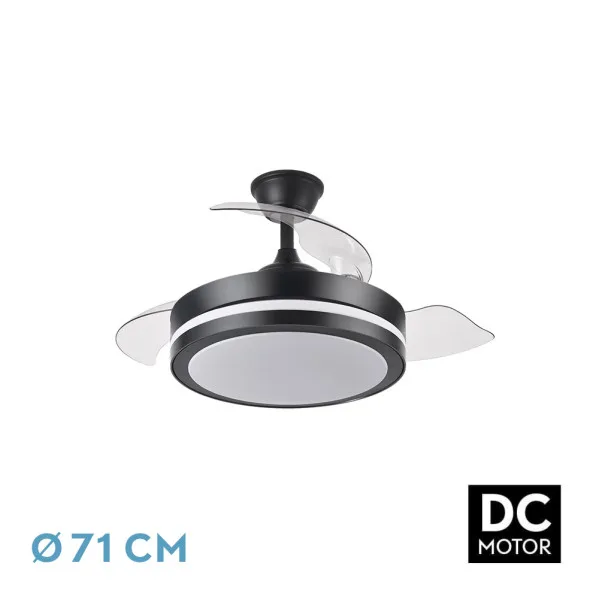FABRILAMP Ventilador Dc Esparta Peque 44w 5182lm Negro 71d 3asp 3000-4000-6000k Remoto+temporizador+memoria