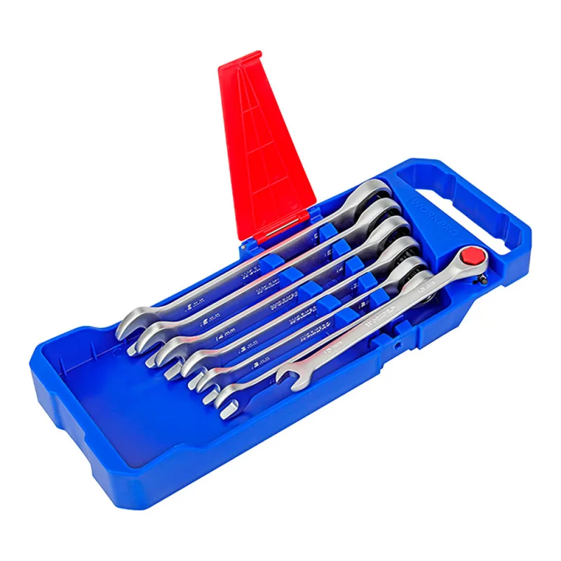 WORKPRO WP202511 Cr-V - Juego de llaves combinadas (7 piezas, con carraca)