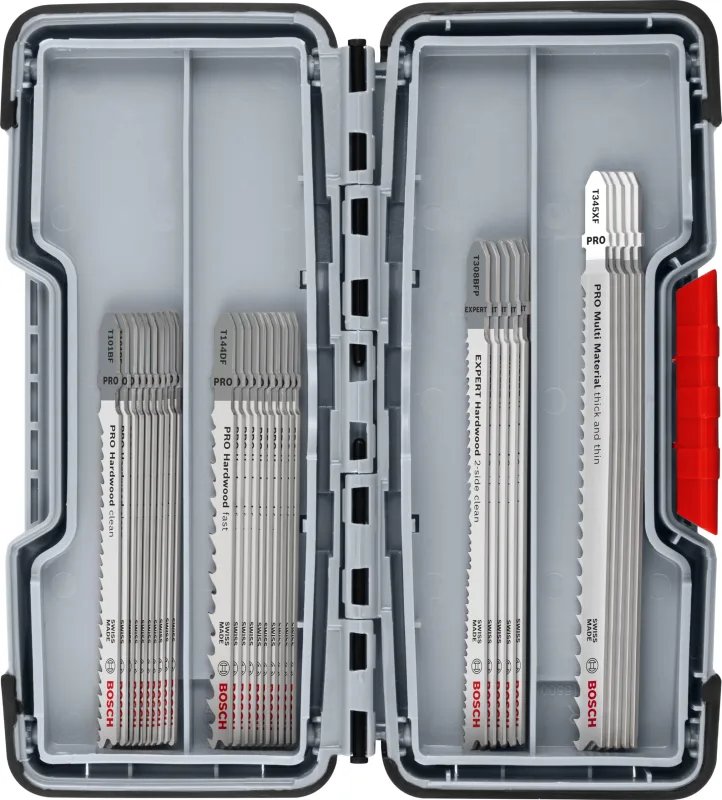 Bosch Pro Wood and Metal - Juego de 30 hojas de sierra de calar para constructores de cocina, 30 piezas (para encimeras de cocina, madera dura, longitud 100 mm, sierra de calar profesional)