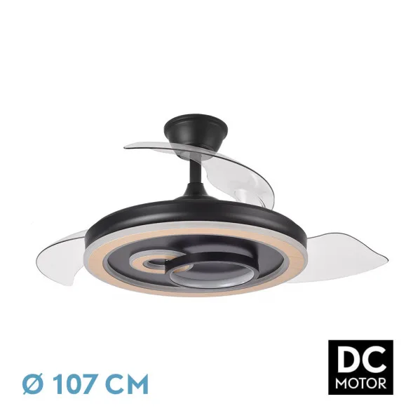 FABRILAMP Ventilador Dc Sultan 59w Negro/madera 3asp.107d 6980lm 3000-4500-6500k Reg.intensidad+remoto+memoria+temporizador
