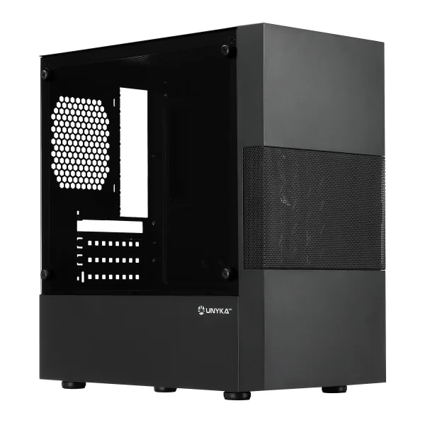 UNYKAch Caja Micro ATX Aero C25, Sección Central de Rejilla, 2 Puertos USB 3.0 y 1 USB 2.0. Incluye Fuente de Alimentación ATX de 500W (máx)