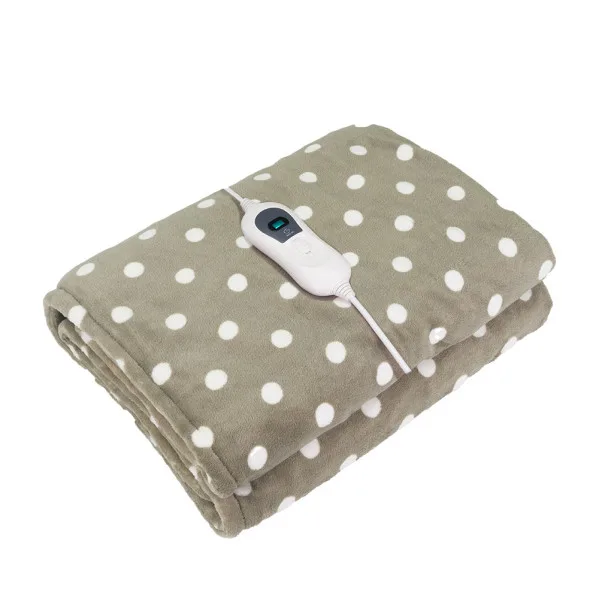 Manta elect.pinilla lunares marron/blanco 120w 160x120c m 3niveles,autoapagado,desmont.lavable