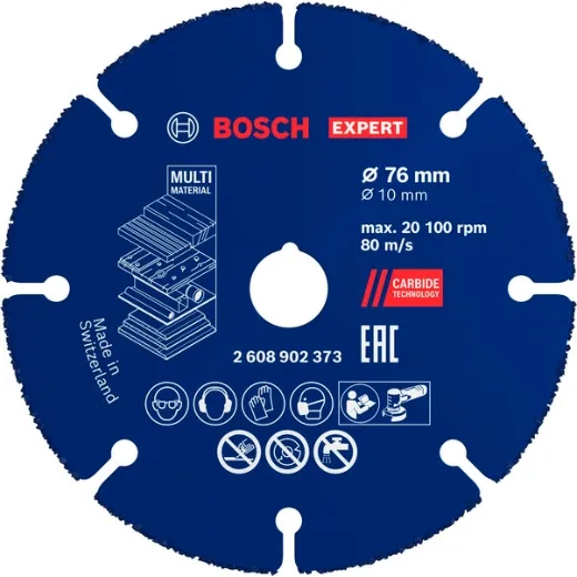 Bosch 1x Disco de corte EXPERT Carbide Multi Wheel para miniamoladoras (para Madera dura, Madera con clavos, Ø 76 mm, Professional Accesorios Mini amoladora)