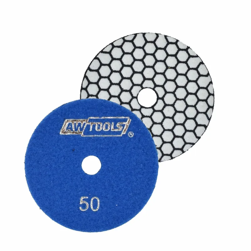 AW, Almohadilla pulidora 100 mm, grano 50, herramienta de pulido en seco, ideal para superficies metálicas, plásticas y de madera, para trabajos de restauración y carpintería, color gris