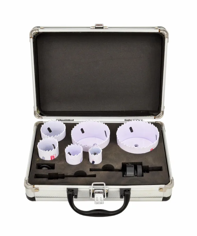 Juego de brocas bimetálicas Awtools en maletín metálico 8 piezas 22-73mm línea negra