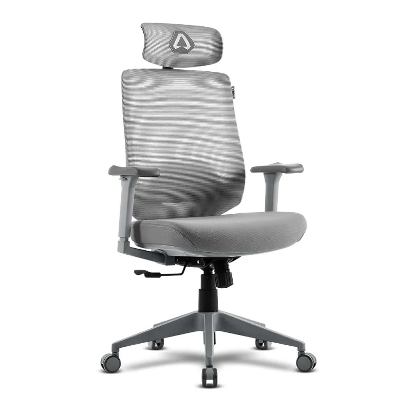 Alpha Gamer Stella - Silla de Oficina ergonómica, Cervical Ajustable, Respaldo en Malla, Transpirable, Reposabrazos 3D Ajustable y Soporte Lumbar Ajustable, 120kg - Gris